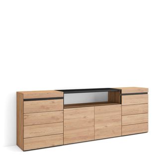 Skraut Home C&oacute;moda efecto madera roble 214x35x75cm