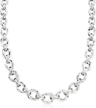 Ross-Simons Sterling Silver Graduated Oval-Link Necklace
