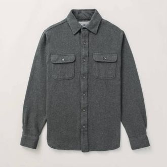 Schott NYC Men Flannel Work Shirt In Heather Grey