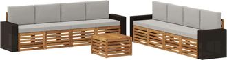 vidaXL Conjunto De Sof&aacute;s De Exterior 9 Uds. Natural Y Gris Claro Vidaxl