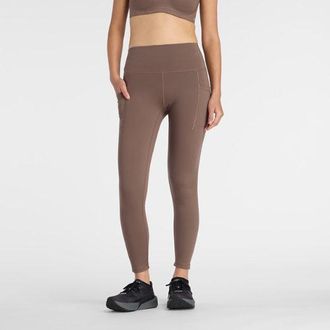 New Balance Donna RC Pocket Legging 25 in Marrone, Maglia di Poliestere, Taglia XL