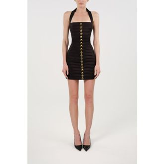 Nocturne Pleated Detail Embellished Mini Dress in Black at Nordstrom, Size X-Small Eu