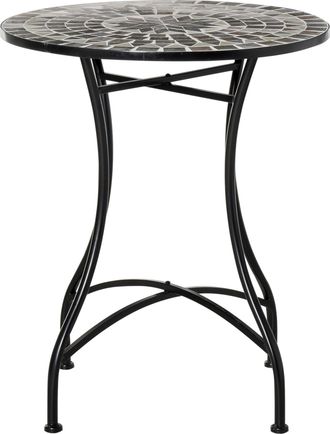 OUTSUNNY Tavolino Da Giardino Ed Esterno In Metallo E Ceramica Nero