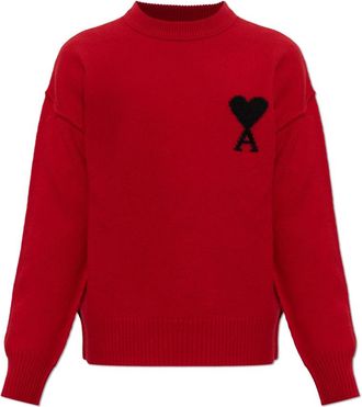 Ami Truien & Vesten, Heren, Rood, XL, Wol, Wool Crew Neck Sweater