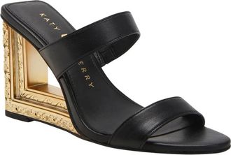 Katy Perry Womens Framing Wedge Two Band Sandals In Black
