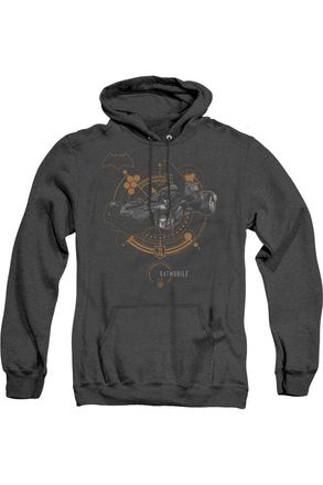 Gildan Justice League Movie Batmobile Adult Heather Hoodie / Hooded Sweatshirt