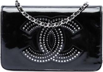 Chanel Pre-owned Wallet on Chain - Dames - Vintage Clutch - Zwart - ONE Size - Leer - Vintage