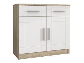 Mirjan24 C&oacute;moda Bacces, Roble Sonoma + Blanco, Con Cajones Y Puertas, N&uacute;mero De Cajones: 2, 70x69x37cm