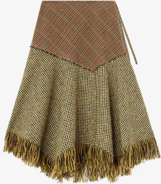 Ganni Mixed Skirt in Patchwork Check