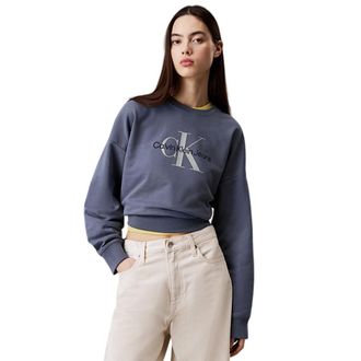 Calvin Klein Sweatshirts, female, Gray, S, Relaxed Monogram Sweatshirt