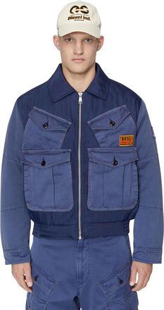 Diesel Padded jacket with utility pockets - Winter Jackets - Man - Blue