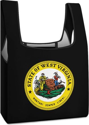 Generic West Virginia State Logo Reusable Shopping Bags Lightweight Foldable Grocery Bag Polyester Washable Tote Bag