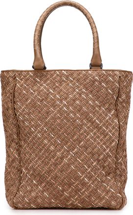 Bottega Veneta Pre-owned Womens Calfskin Intrecciato Paglia Tote - Tan Leather - One Size