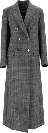 Fabiana Filippi Night Blue Double-Breasted Long Wool Coat