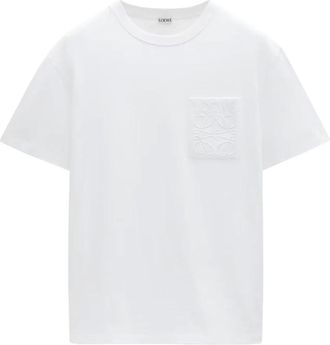 Loewe T-Shirts, male, White, L, Tonal Pocket Relaxed Fit T-Shirt