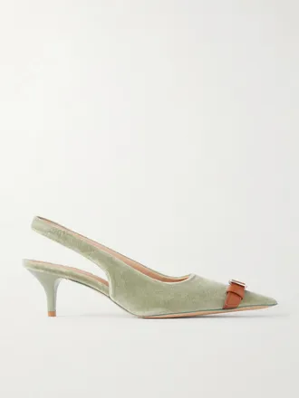 J.W.Anderson D&eacute;collet&eacute; Slingback In Velluto Con Finiture In Pelle E Fibbia - Verde