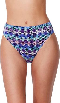Gottex Retro Riviera High Waist Netted Crochet Swim Bottom in Blue-Multi at Nordstrom, Size 12