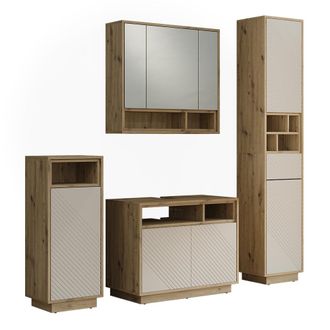 Vicco Conjunto De Muebles De Ba&ntilde;o Beatrice, Cachemira/roble Artesanal, Juego De 4, Vicco