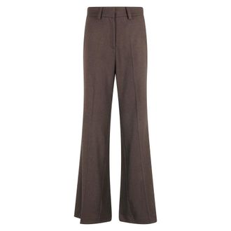 Alysi Broeken, Dames, Bruin, XS, Flanellen Patroon Chocolade Broek met Zakken