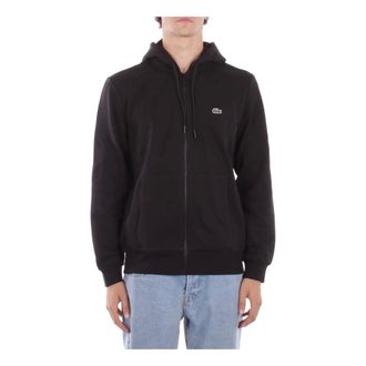 Lacoste Hoodies & sweatvesten, Heren, Zwart, M, Katoen, Fleece Hoodie met Rits