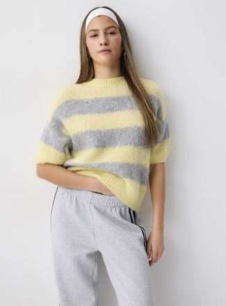Twik Womens Puff-sleeve cropped striped sweater