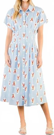 THML Clothing Lobster Stripe Midi Dress In Blue