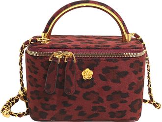 Generic Kexpery Leopard Pattern Faux Suede Handbag Large Crossbody Bag with Handle for Women Travel and Daily Use