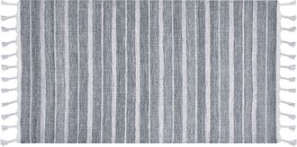 Beliani Alfombra Gris Claro Blanco 80 X 150 Cm Pl&aacute;stico Reciclado Patr&oacute;n A Rayas Bademli