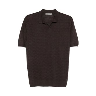 Corneliani V-neck Knitwear, male, Brown, Size: 2XL Textured T-Shirt