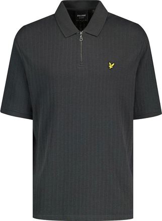 Lyle & Scott Mens Lyle & Scott Textured Stripe Gunmetal Grey Polo Shirt - Black - Size: 44
