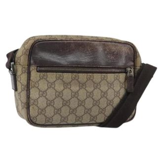 Gucci Pre-owned GG Canvas Schoudertas - Dames - Pre-owned - Beige - Maat: ONE Size Leer