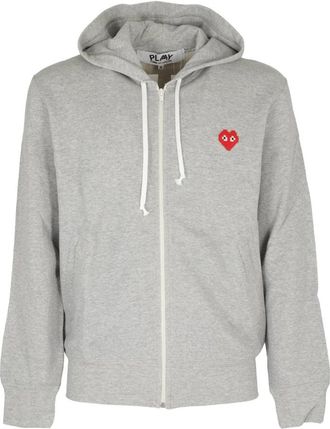 Comme Des Gar&ccedil;ons Zip Hooded Red Heart - Heren - Vesten met rits - Grijs - S - Katoen - Hoodies & sweatvesten
