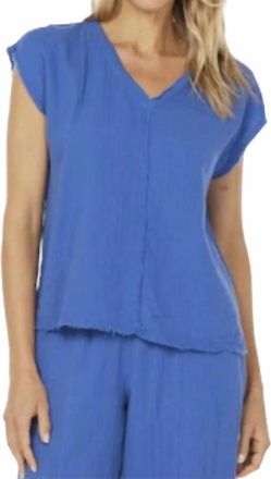 Mod-o-doc Mix Media Top In Blue
