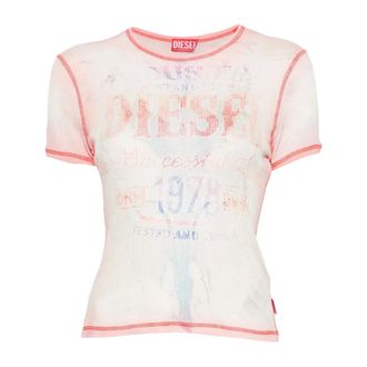 Diesel T-Shirts, female, Pink, Size: S T Iana