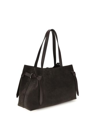 Yuzefi Womens Tote Bag Gyoza Suede Ganache Shoulder