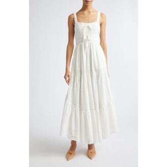 Ulla Johnson Constance Eyelet Sleeveless Cotton Maxi Dress in Pristine at Nordstrom, Size 10