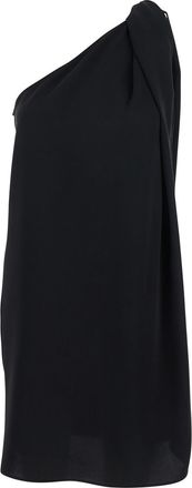 Parosh Black One-shoulder Dress With Neckline In Tech Fabric Woman