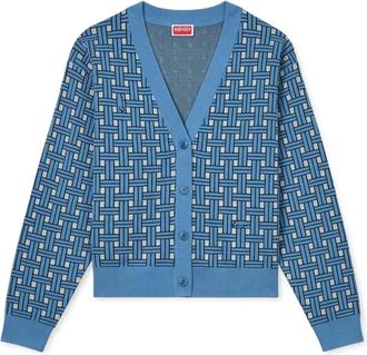Kenzo Geweven Cardigan Sweater - Dames - Vesten - Blauw - M - Truien & Vesten