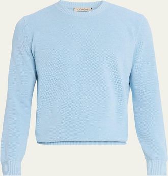 Fioroni Cashmere Mens Diamond-Knit Silk/Cotton Crewneck Sweater