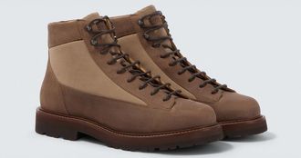 Brunello Cucinelli Suede-trimmed lace-up boots