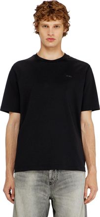 Diesel Cotton T-shirt with small logo on chest - T-Shirts - Man - Black