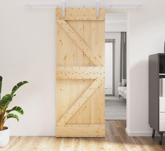 vidaXL Vidaxl - Puerta Corredera Con Herrajes Madera Maciza De Pino 80x210 Cm