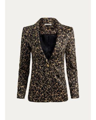 Alice & Olivia Macey Butterfly Jacquard Single-Breasted Blazer