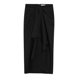 Givenchy Midi Skirts, female, Black, Size: XS Draped Midi Skirt
