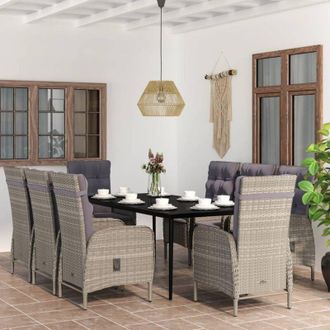 vidaXL Juego De Comedor De Jard&iacute;n 9 Piezas Gris Y Negro Vidaxl
