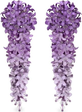Oscar De La Renta Oorbellen met bloemen - Paars