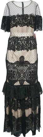 Monique Lhuillier lace tiered dress - Black