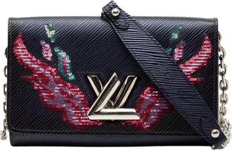 Louis Vuitton Pre-owned Cross Body Bags, female, Blue, Size: ONE SIZE Pre-owned Epi Leather Chain Wallet with Sequin Embellishment
