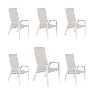 ED&Egrave;N JARD&Iacute; Pack 6 sillones sillones de jard&iacute;n apilables blanco