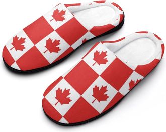 Generic Canadian Flag Canada Leaf Mens Slippers Slip On Comfortable Fleece Cotton House Shoes Winter